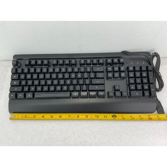 Gaming Keyboard, 104 Keys All-Metal Panel, Light Up Wired Keyboard for PC Mac Ga - Picture 7 of 10
